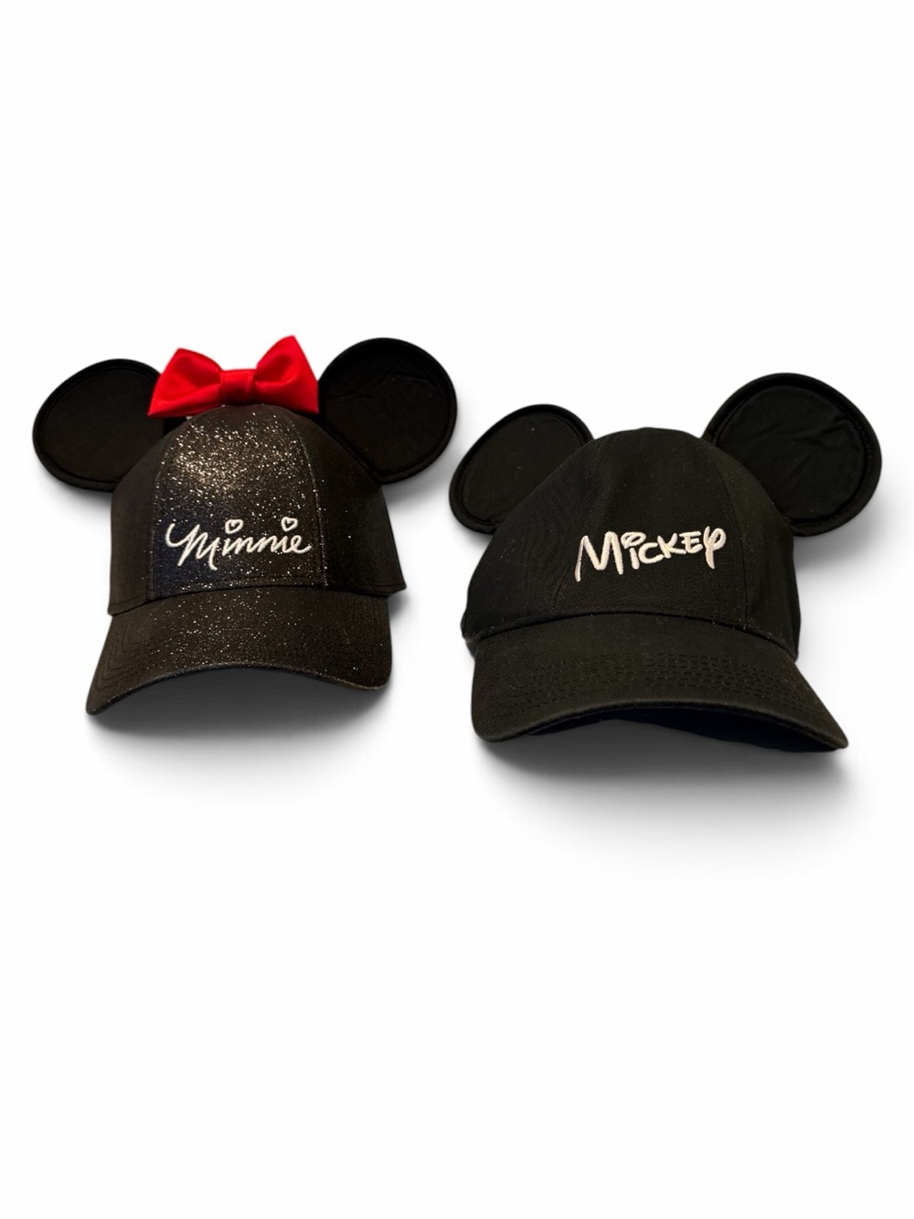 Disney Parks Minnie and Mickey Black Ear Baseball Cap Set of 2 Unisex